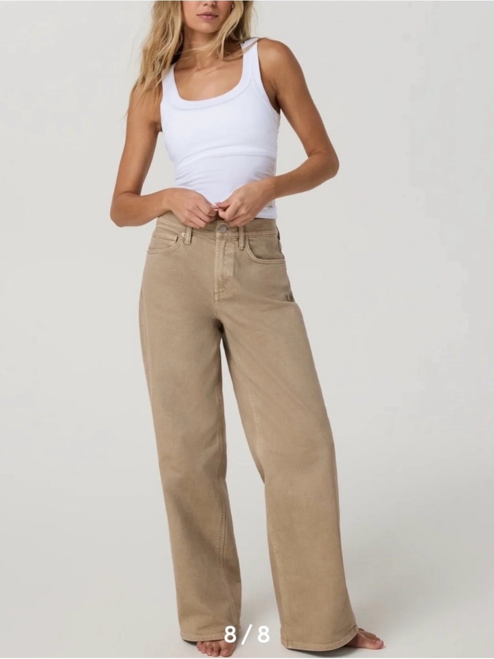 Vuori Vintage Wideleg Denim in Sandy Taupe